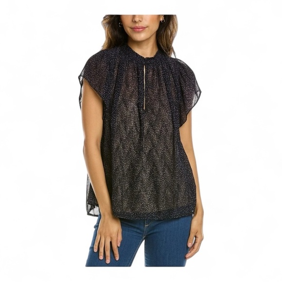 Vince Starry Dot Blouse in Navy NWT - Picture 6 of 6